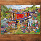 Canal Boat Blooms 500 Extra Large Piece Jigsaw Puzzle